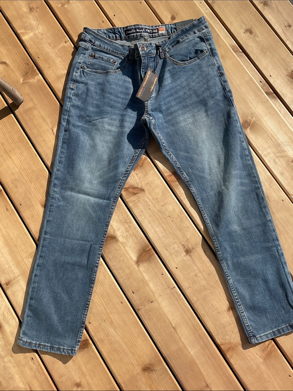 Weatherproof Men’s Straight Jeans in Faded Blue Denim